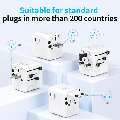 5-in-1 Universal Travel Adapter with USB-A and USB-C Ports