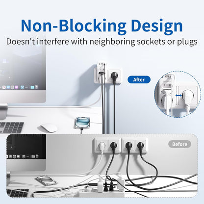 6-in-1 Multi-Port Power Strip with 3-Prong Outlet